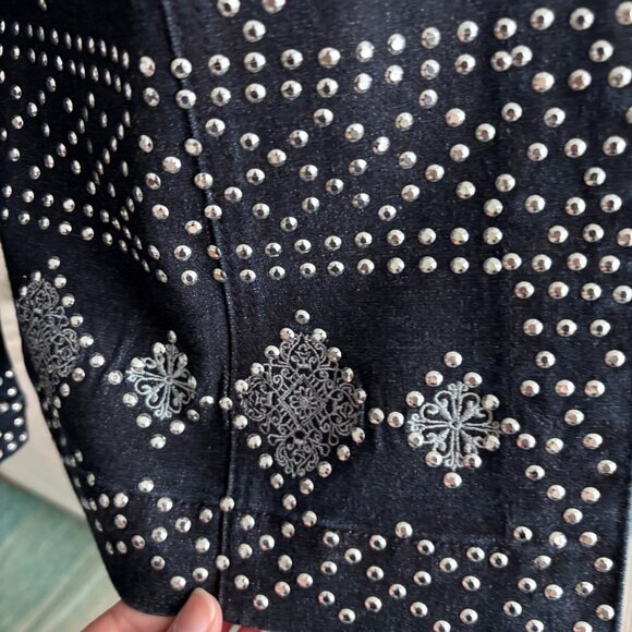 DIANE GILMAN GORGEOUS EMBELLISHED DENIM JACKET, SZ. S - Picture 4 of 9